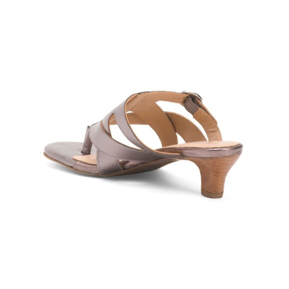 TROTTERS Pewter Leather Nikki Heeled Comfort Sandals - Picture 2 of 2